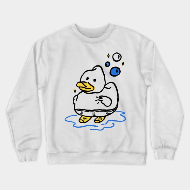 Stick Figure Cute Duck Making Peace Sign Crewneck Sweatshirt by Mrkedi